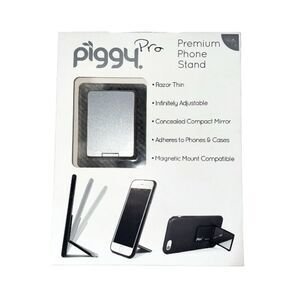 Piggy Pro Premium Phone Stand Magnetic Mount Compatible w/ Mirror Silver Chrome